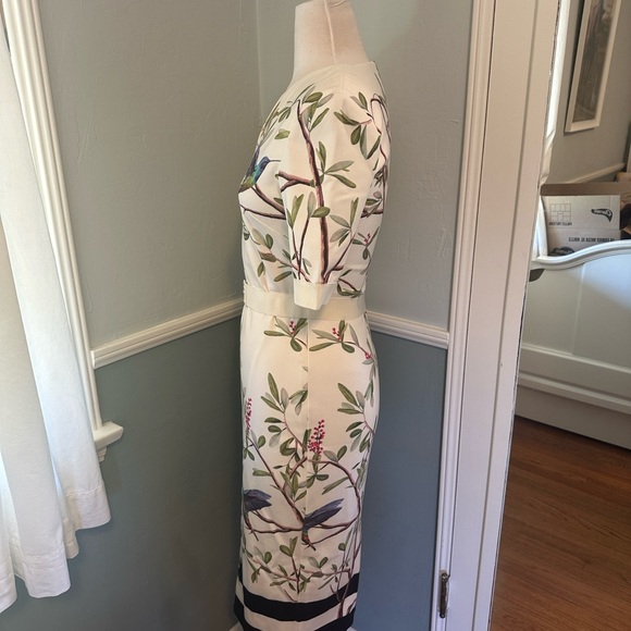 Ted Baker London Ivory Midi Dress with Bird Motif - Picture 5 of 11
